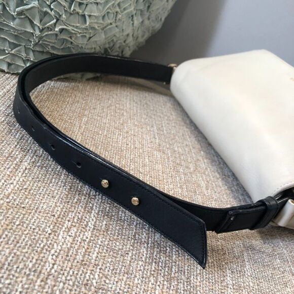 Cole Haan Genuine Leather Cream Ivory Black Cameron Shoulder HandBag Purse Bag - Picture 7 of 13